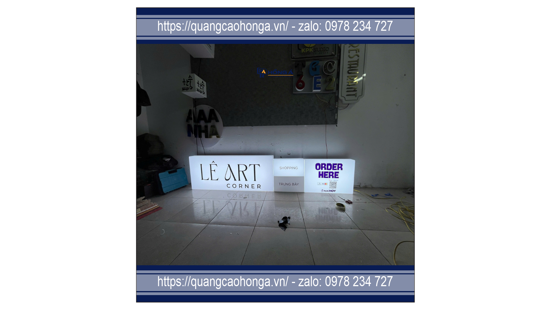 Biển hộp đèn LED sáng 5 cạnh
