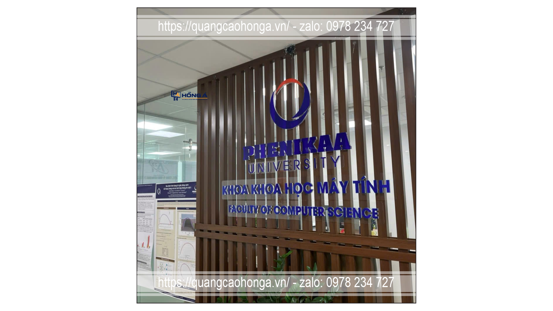 Logo mica gắn tường