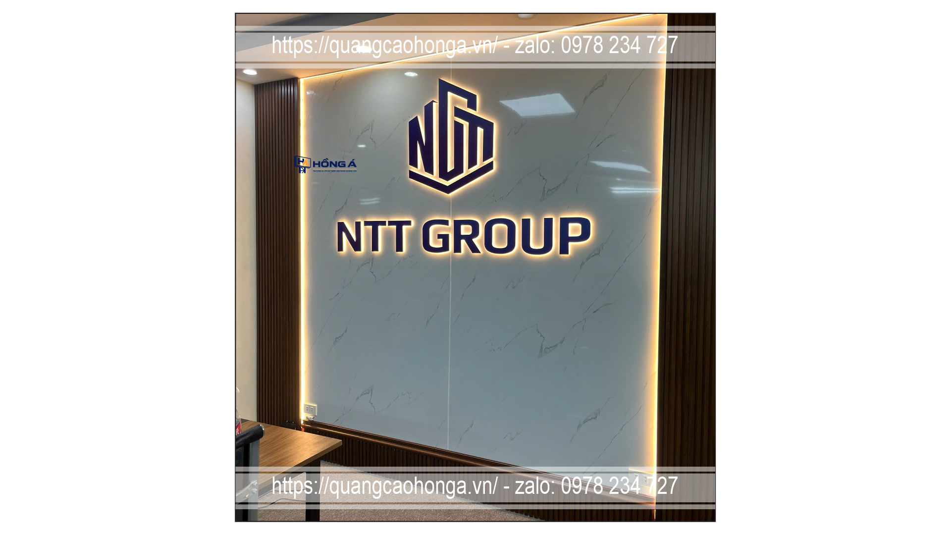 Logo nền alu chữ nổi mica - Ảnh 1